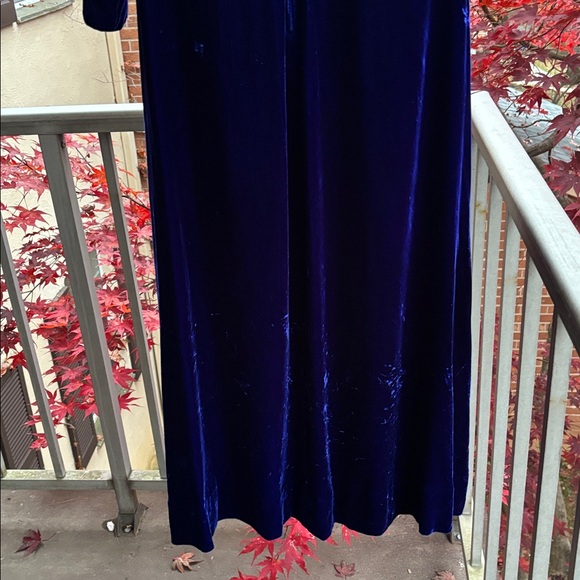 Vintage 70’s Milkmaid Velvet Goth Blue Peasant Gunne Sax 80’s Maxi Dress Gown M - Picture 7 of 17